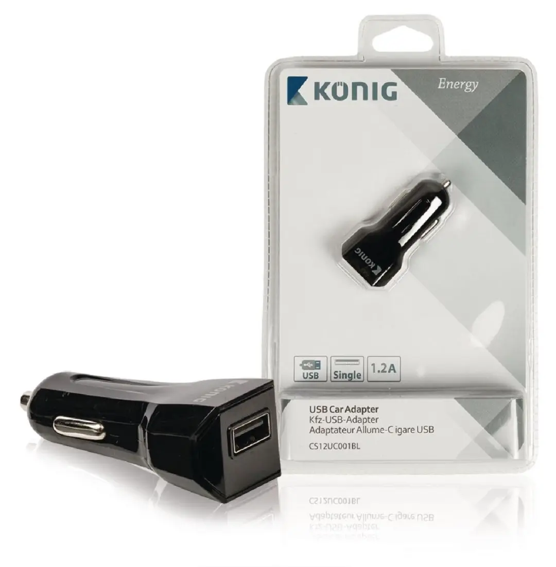 Konig Autolader 9250 USB 1.2A - Zwart