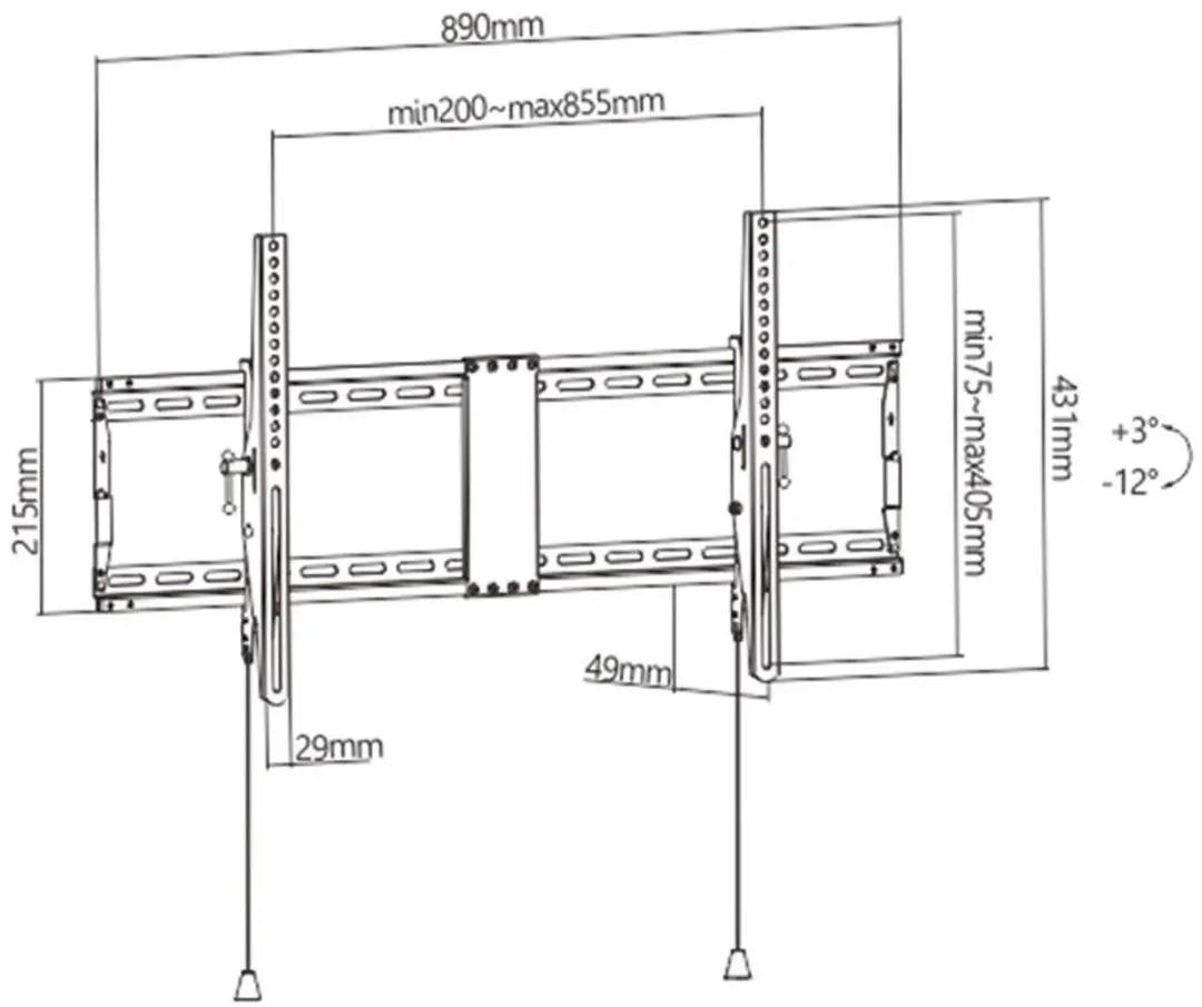 Gembird WM-90T-01 TV Wandbeugel 43-90" - Kantelbaar - VESA tot 800x400mm - Zwart