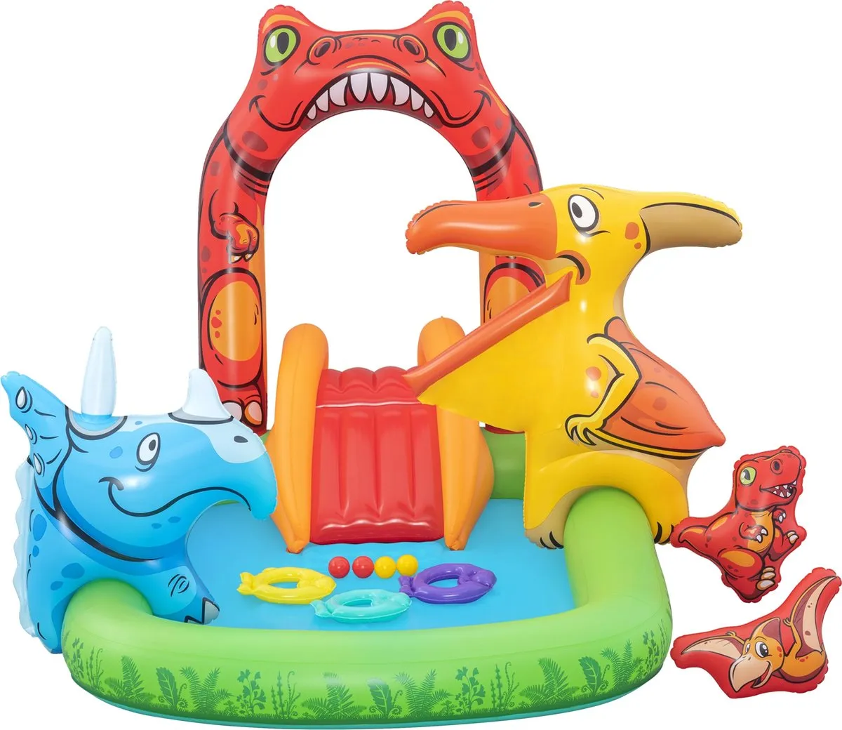 Bestway Jurassic Splash 53160 Opblaasbaar Waterpark - 242x140x137cm - Groen/Rood/Geel
