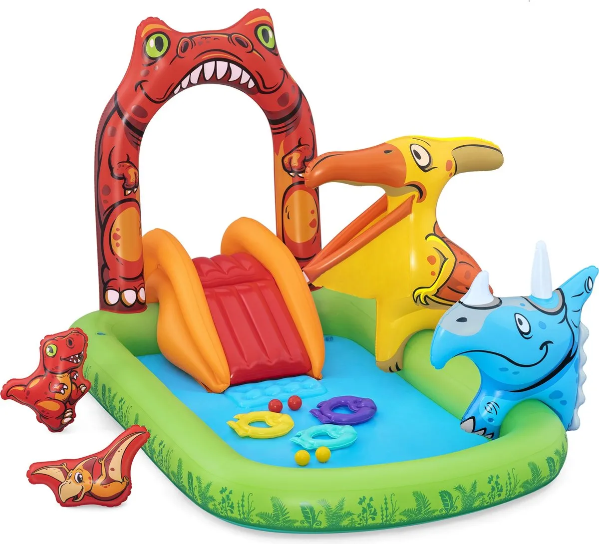Bestway Jurassic Splash 53160 Opblaasbaar Waterpark - 242x140x137cm - Groen/Rood/Geel