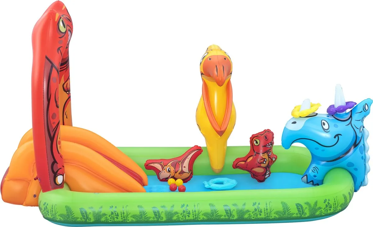 Bestway Jurassic Splash 53160 Opblaasbaar Waterpark - 242x140x137cm - Groen/Rood/Geel