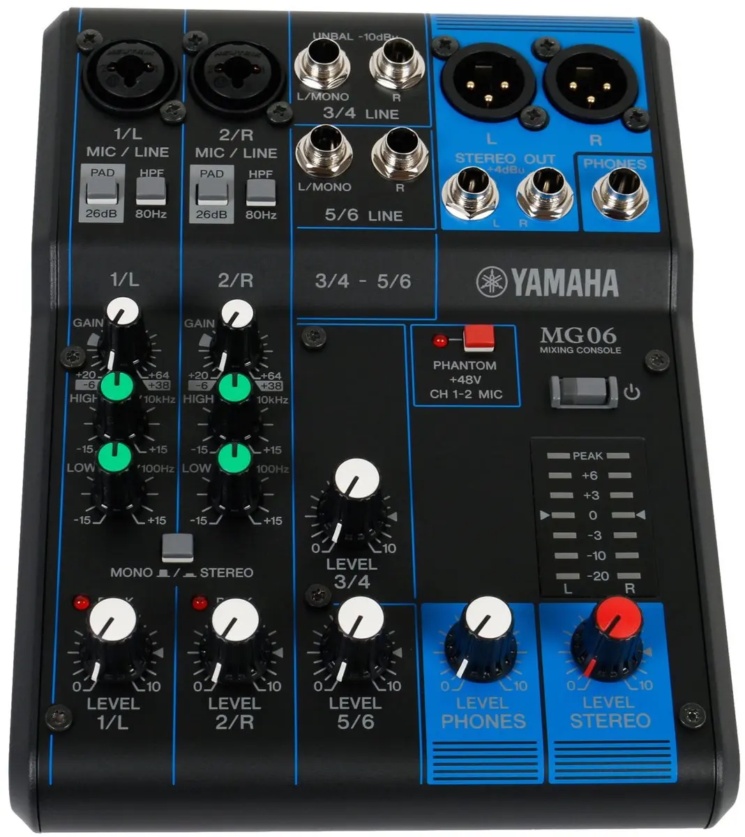 Yamaha MG06 PAH0015353-000 Analoge Mixer - 6 Kanalen - afbeelding 6 van 6