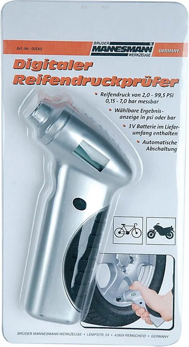 Brüder Mannesmann 00540 Bandendrukmeter Digitaal 0.15-7 bar