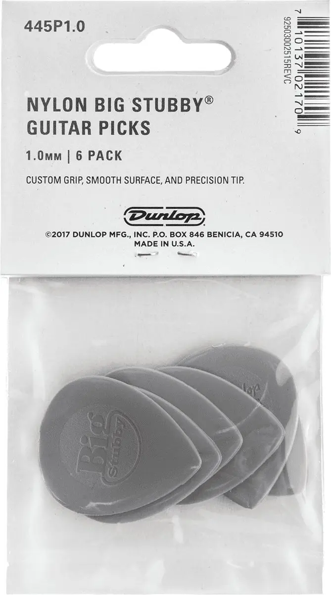 Dunlop Nylon Big Stubby Player's Pack 6 Stuks - 1,00mm Grijs