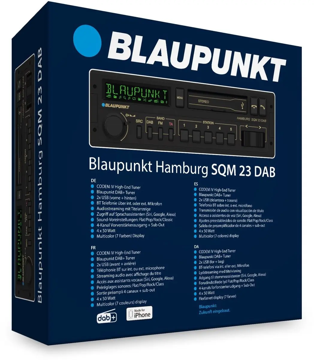 Blaupunkt Hamburg SQM 23 DAB Autoradio - DAB+ Bluetooth USB - Zwart