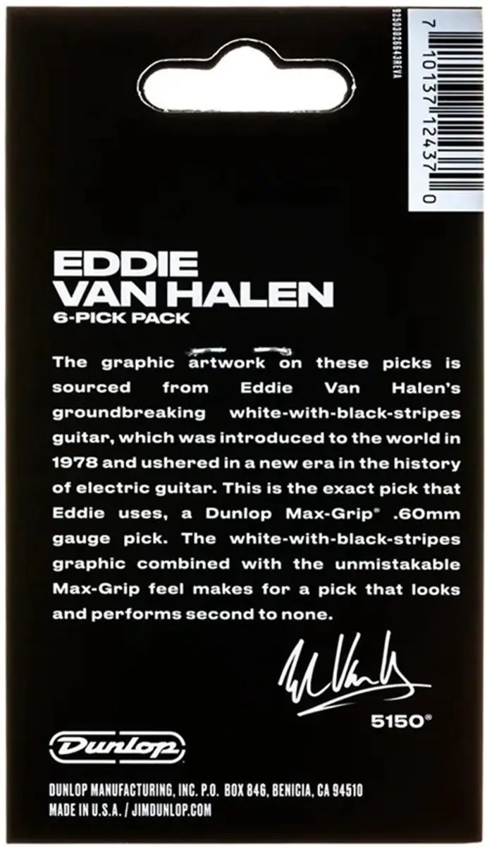 Dunlop EVHP03 Eddie Van Halen Plectrum 0,60mm - Zwart/Wit