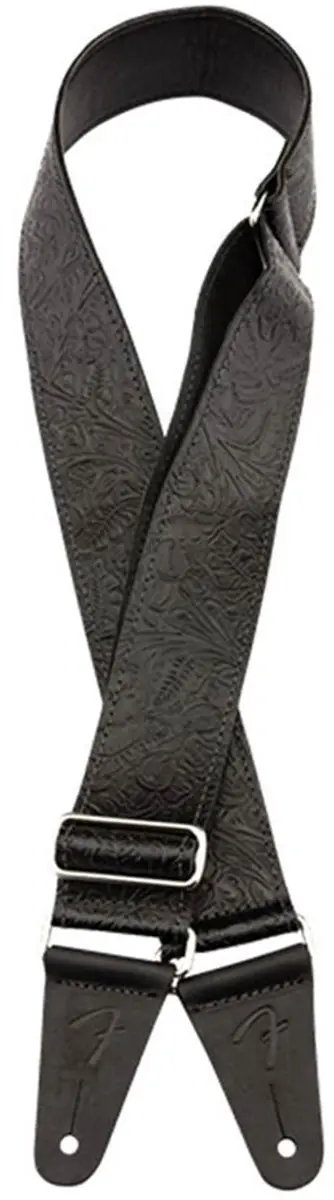 Fender Tooled Leather Gitaarband - Zwart