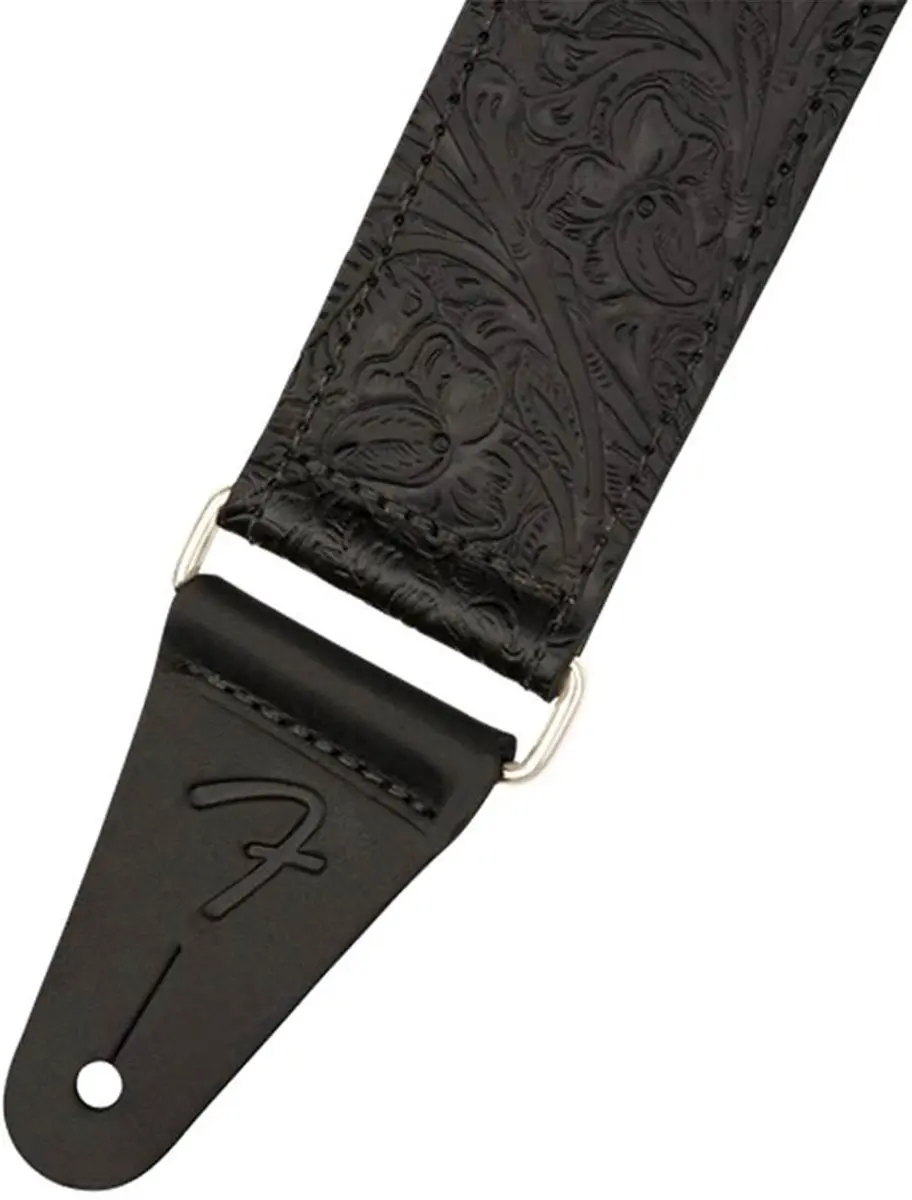 Fender Tooled Leather Gitaarband - Zwart