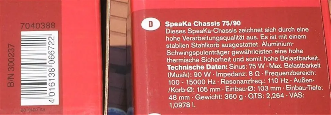 SpeaKa Professional 75/90 4.1 inch Luidspreker 75W - Zwart
