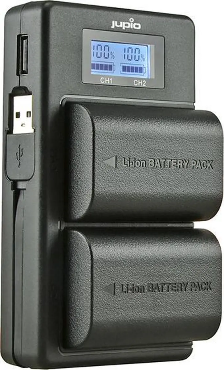 Jupio USB Dedicated Duo Charger LCD - Sony NP-FZ100 - Zwart
