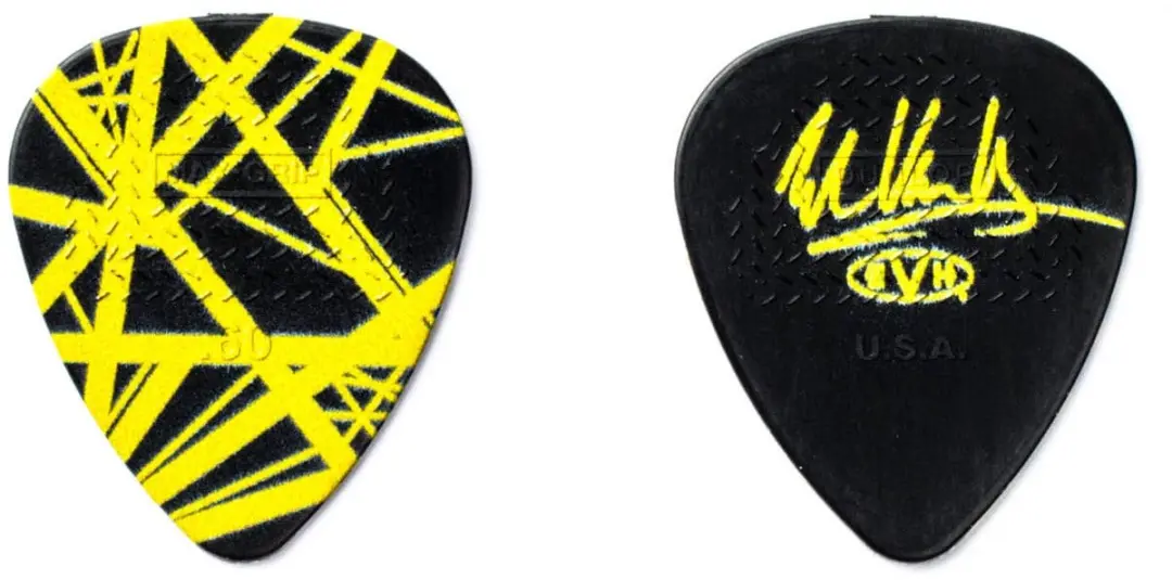 Dunlop EVH PT04 Black Pick Set - 6 Stuks - Geel gestreept