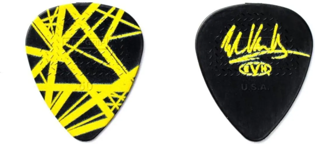 Dunlop EVH PT04 Black Pick Set - 6 Stuks - Geel gestreept