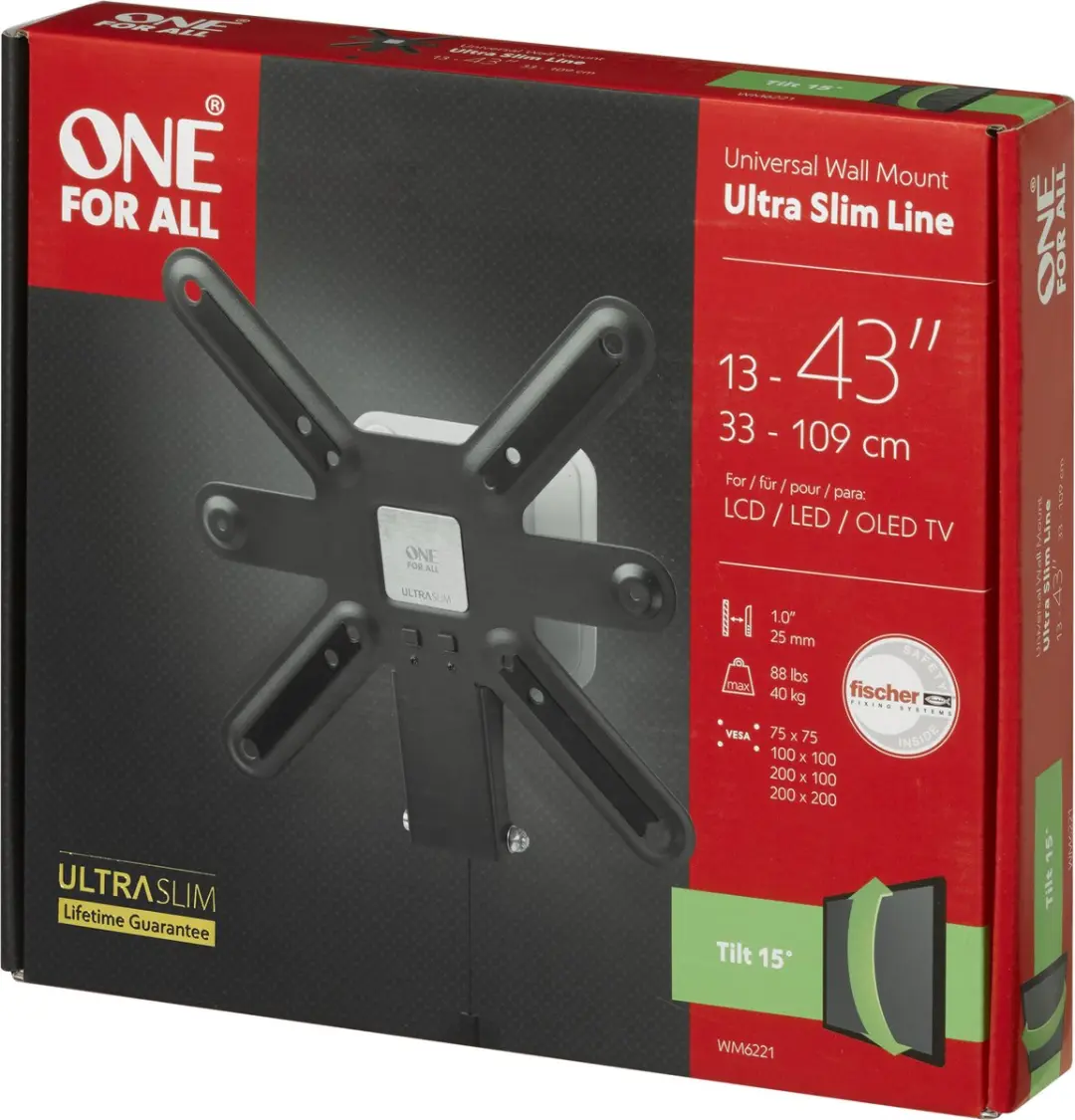One For All WM6221 Kantelbaar Wandbeugel - Wit - VESA 200 - afbeelding 6 van 6