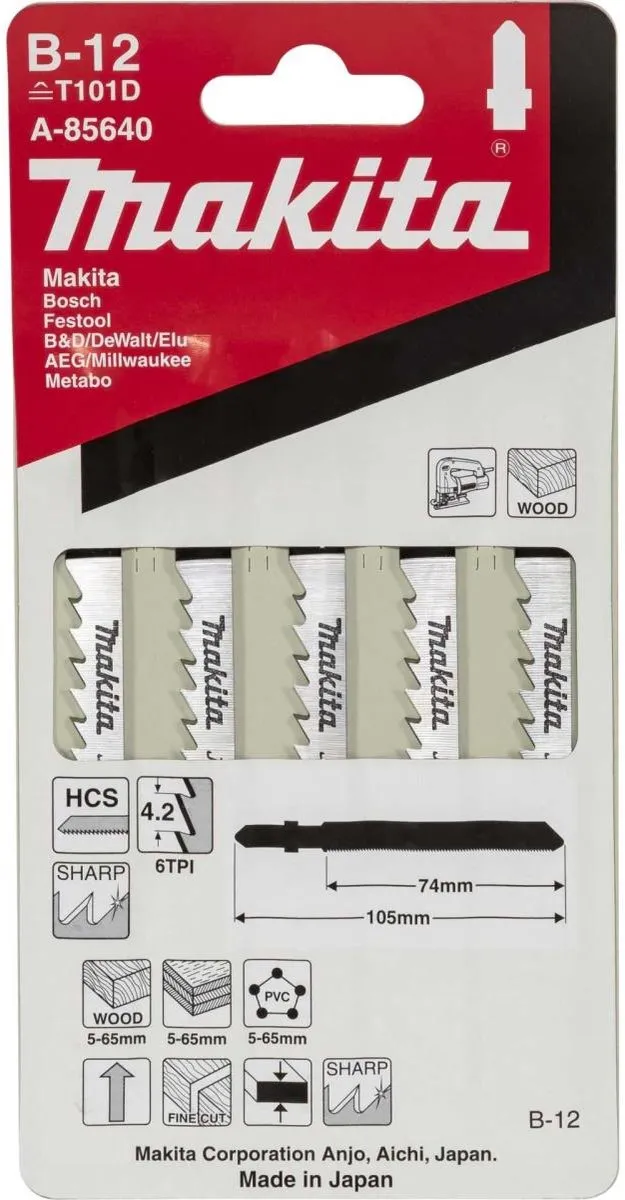 Makita A-85640 Decoupeerzaagblad HCS - 5 Stuks - Extra dik hout/kunststof