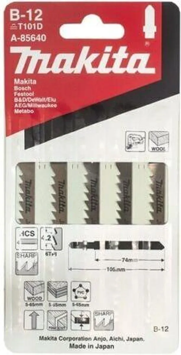 Makita A-85640 Decoupeerzaagblad HCS - 5 Stuks - Extra dik hout/kunststof