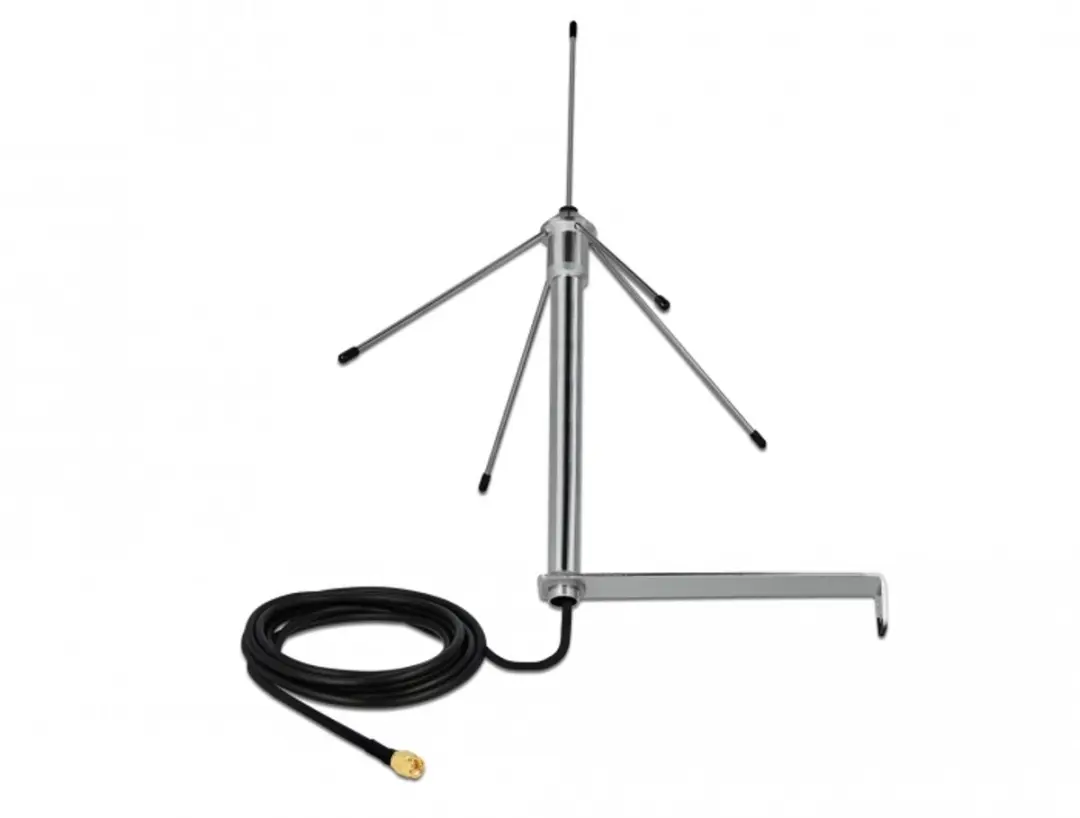 Delock 433 MHz SMA Antenne 3dBi - RG-58 C/U 3m - Wandmontage Zilver
