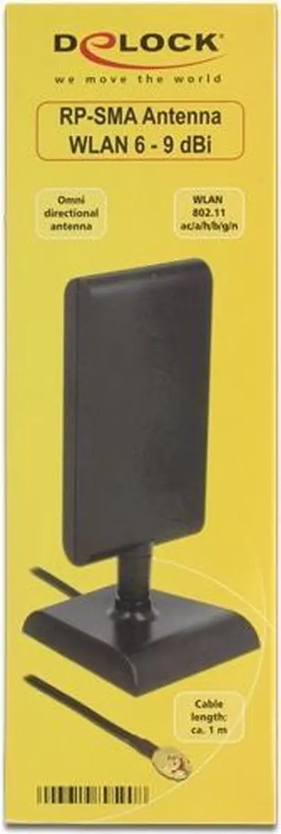 Delock WLAN Antenne RP-SMA Directioneel 6-9dBi - Zwart