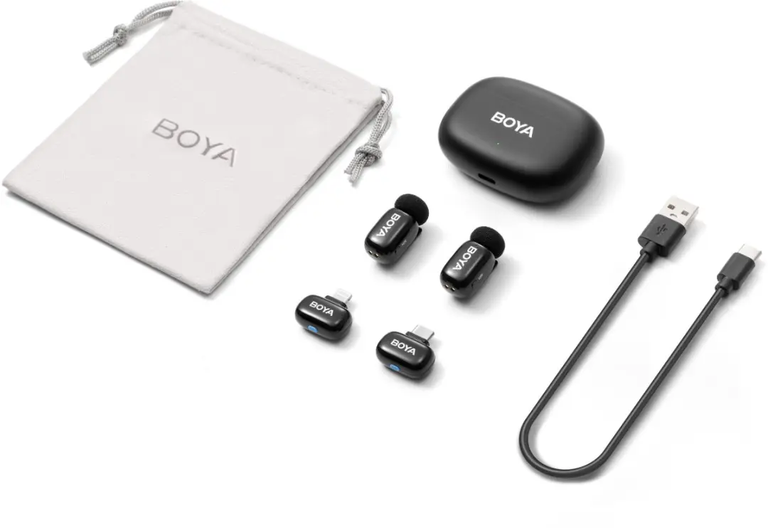 Boya Mini 2-01 Microfoonset - USB-C/Lightning - Zwart