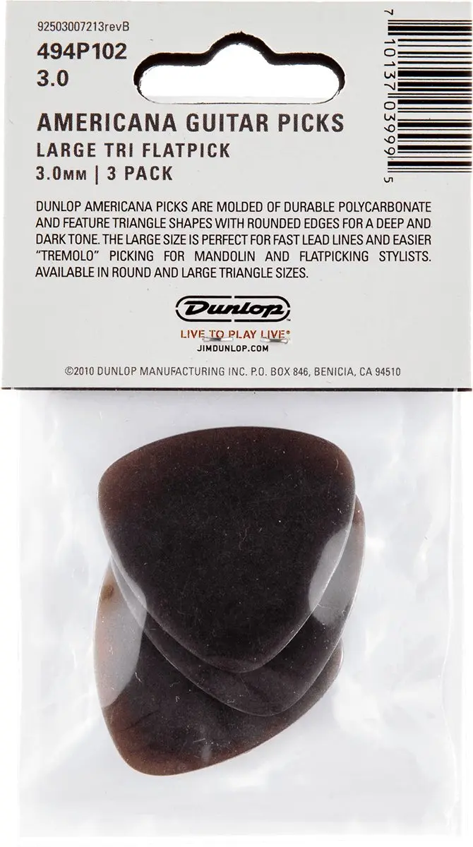 Dunlop Americana Large Triangle Plectrum 3.00mm - 3 Stuks