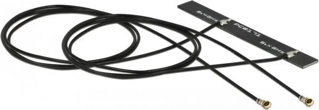Delock WiFi 6 Dual Band Antenne 2x I-Pex MHF4L - 3-5dBi 2x50cm - Zwart