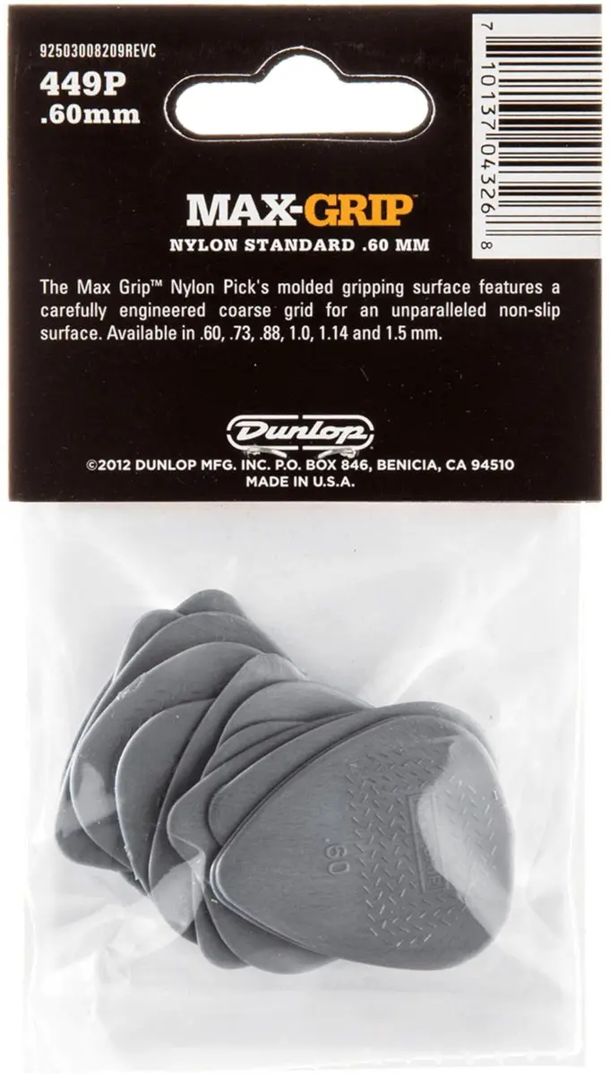 Dunlop Max Grip Plectrum 0.60mm - 12 Stuks