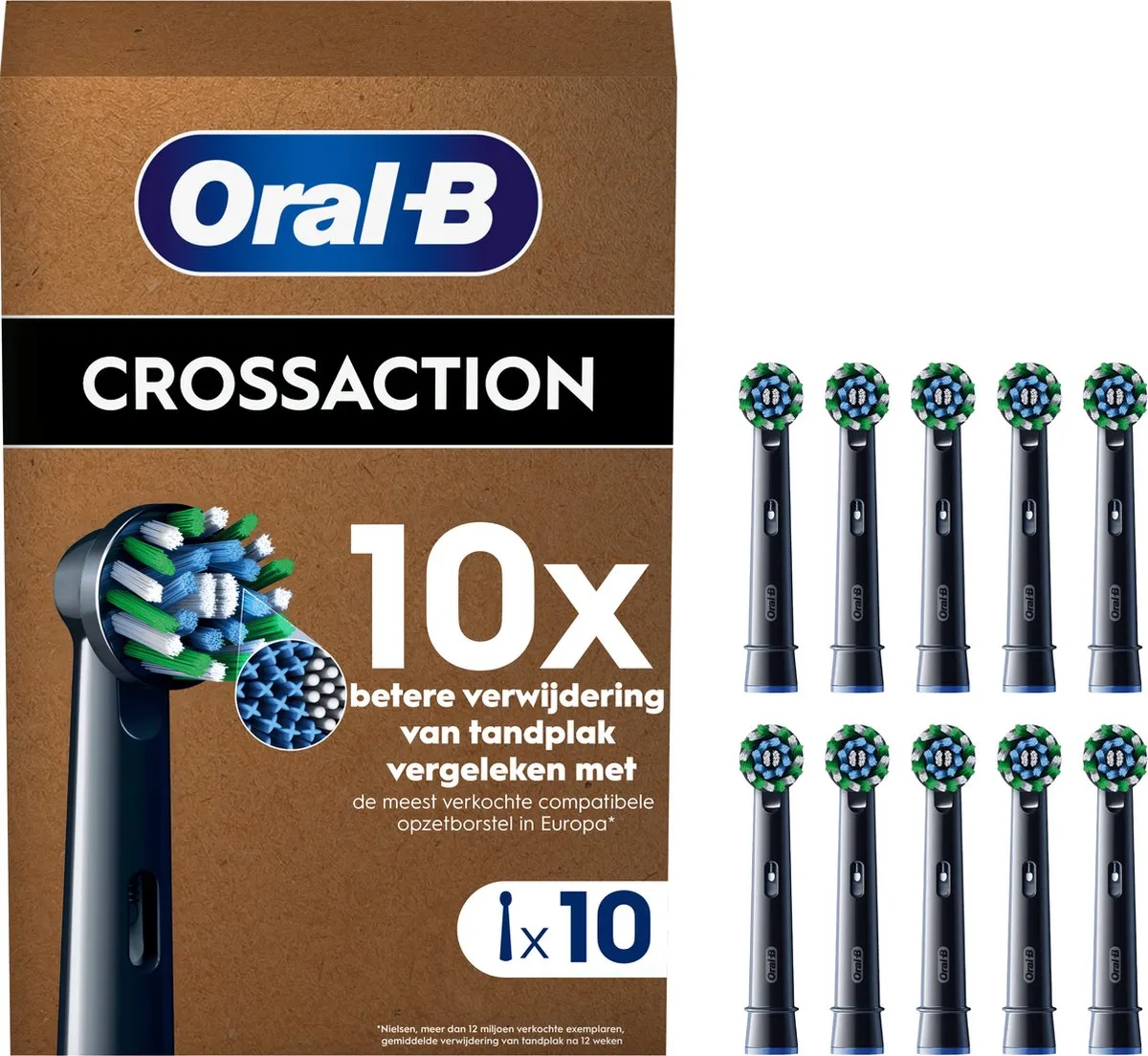 Oral-B Cross Action Pro Opzetborstels 10 Stuks - Zwart