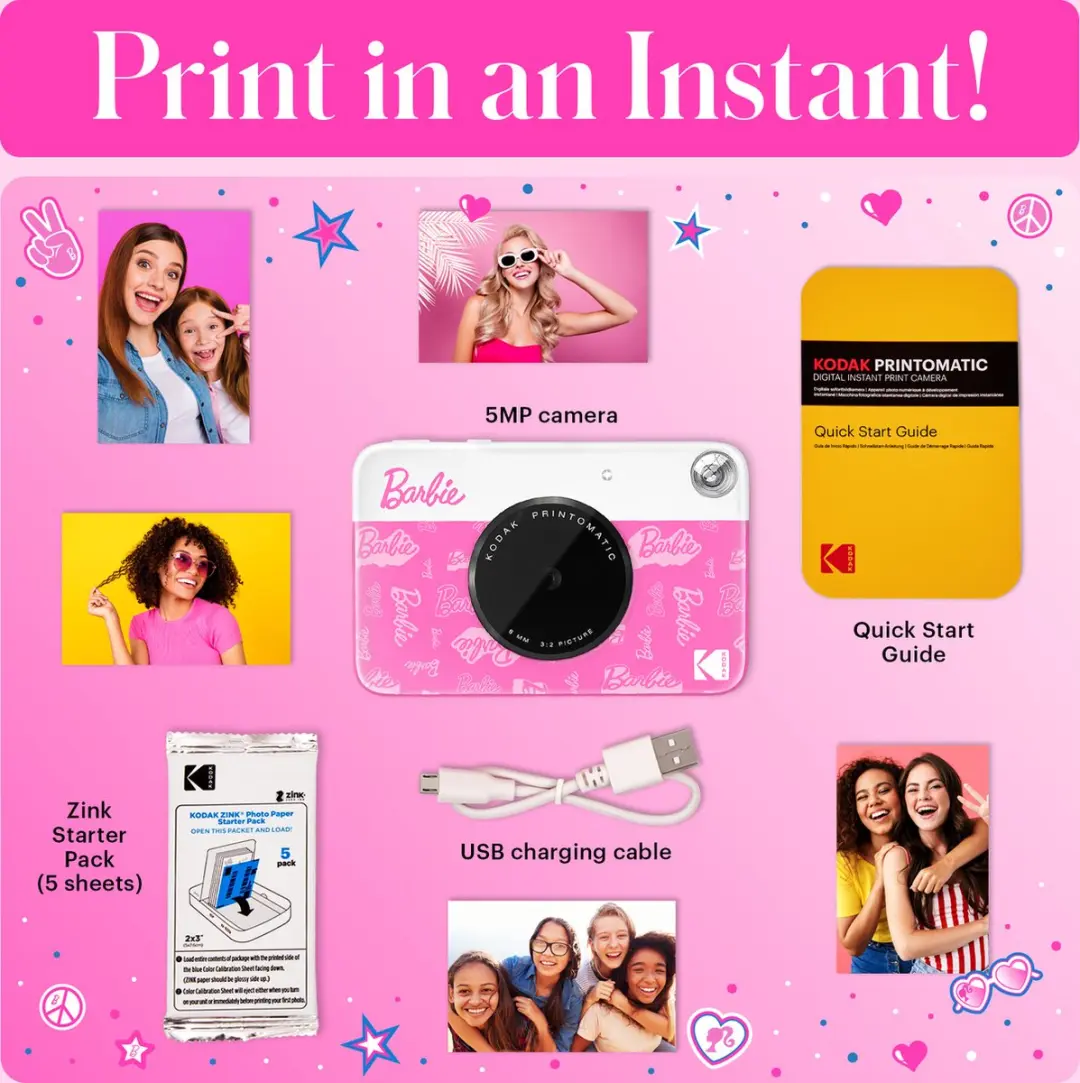 Kodak Printomatic Barbie Signature Style Pocket Printer - Roze