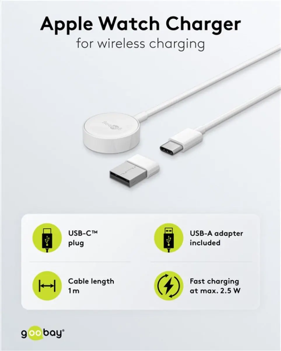 Goobay 65343 Draadloos Oplader Smartwatch - 2.5W Wit
