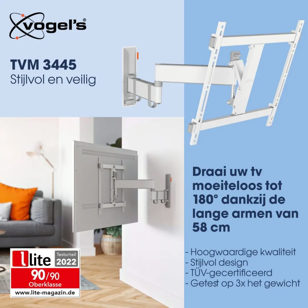Vogel's COMFORT TVM 3445 TV-Beugel 32-65" - Wit - 25kg - VESA 400x400