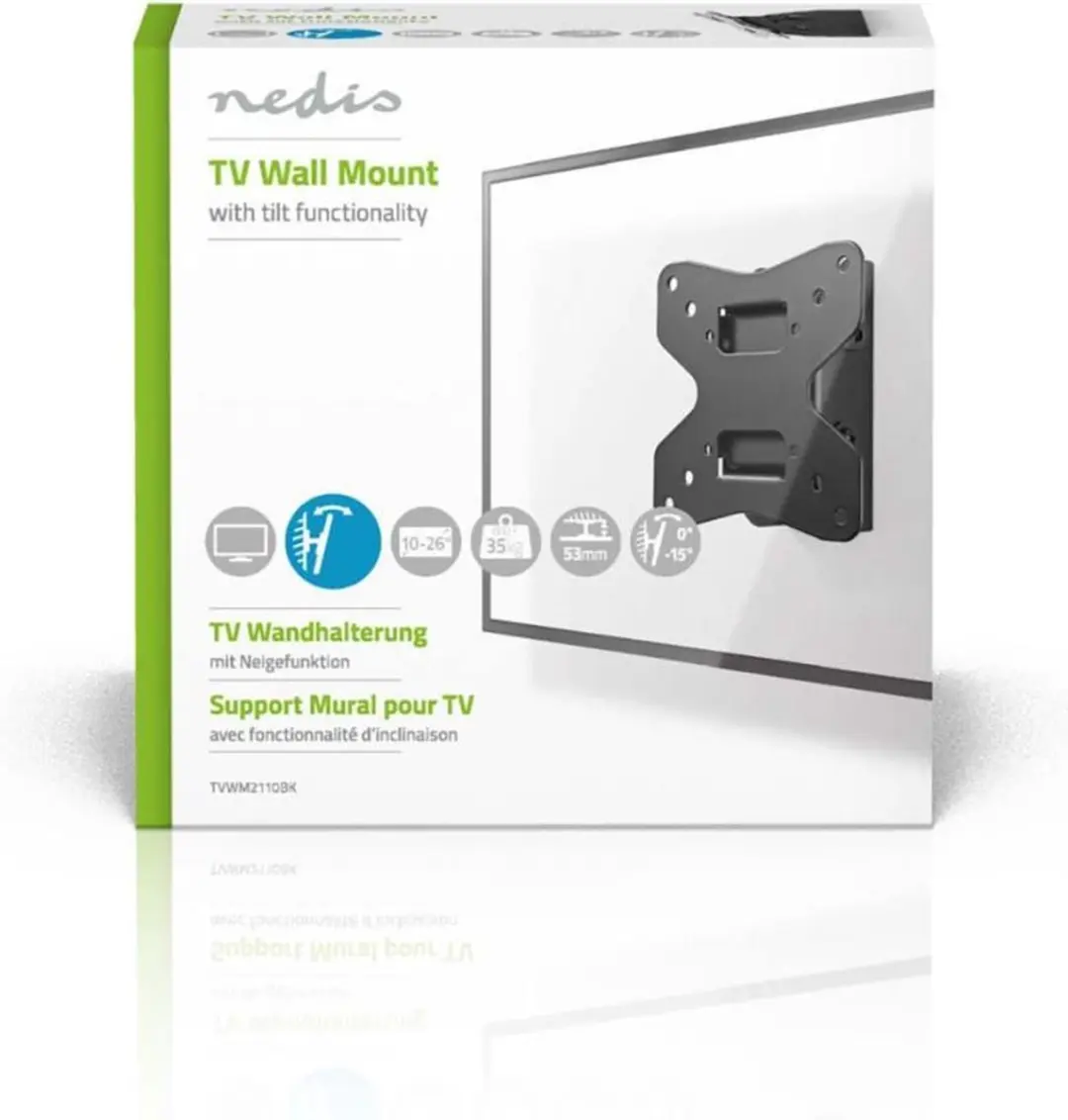 Nedis TVWM1110BK Kantelbare TV-muurbeugel 26" - 35kg - VESA 100x100mm - Kleurenmix