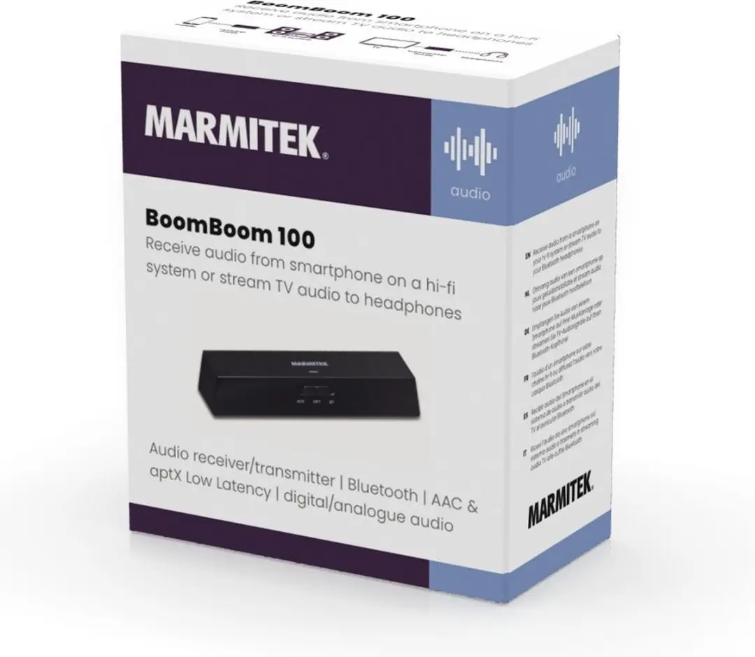 Marmitek BoomBoom 100 Bluetooth Transmitter & Receiver 25008330 - aptX Low Latency