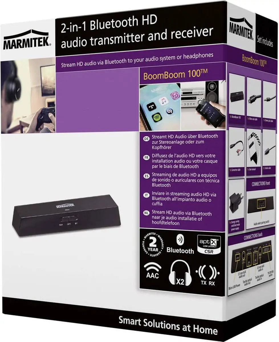 Marmitek BoomBoom 100 Bluetooth Transmitter & Receiver 25008330 - aptX Low Latency - afbeelding 6 van 6