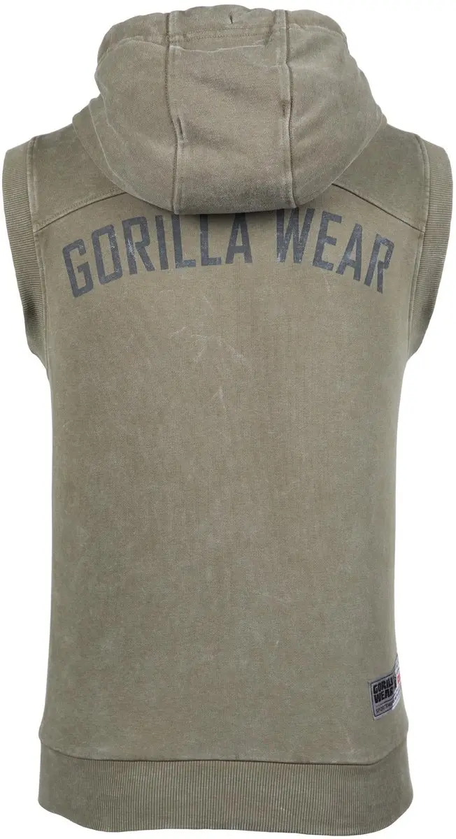 Gorilla Wear Silverdale Mouwloze Hoodie 2XL - Legergroen