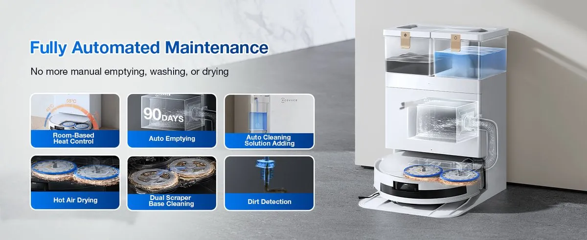 Ecovacs Deebot T50 Max Pro Omni Gen 2 Robotstofzuiger - 18.500 Pa - Wit