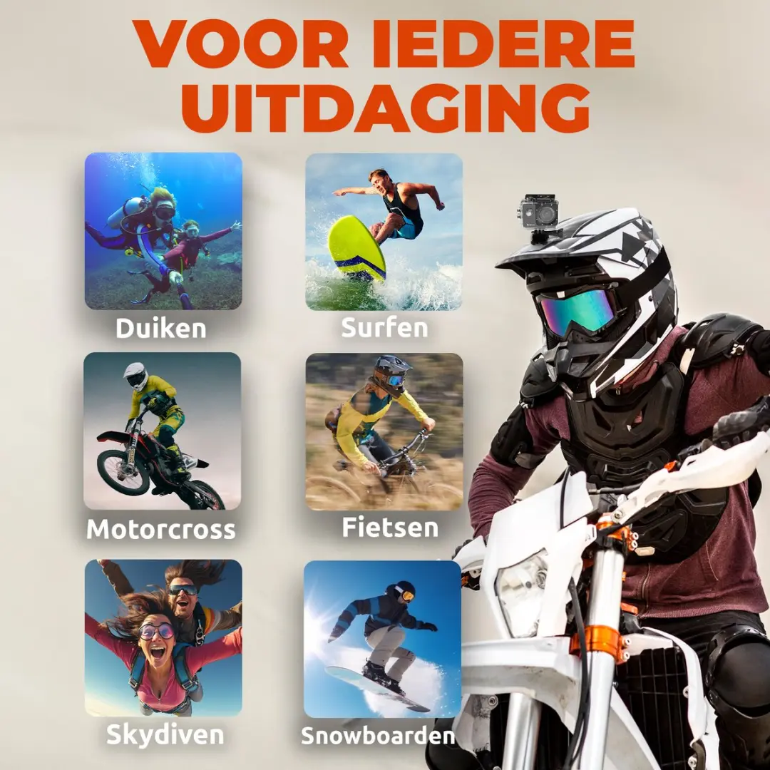 Denver ACW5054 Action Camera 12MP - Full HD - WiFi - 30m Waterdicht - Zwart - afbeelding 6 van 6