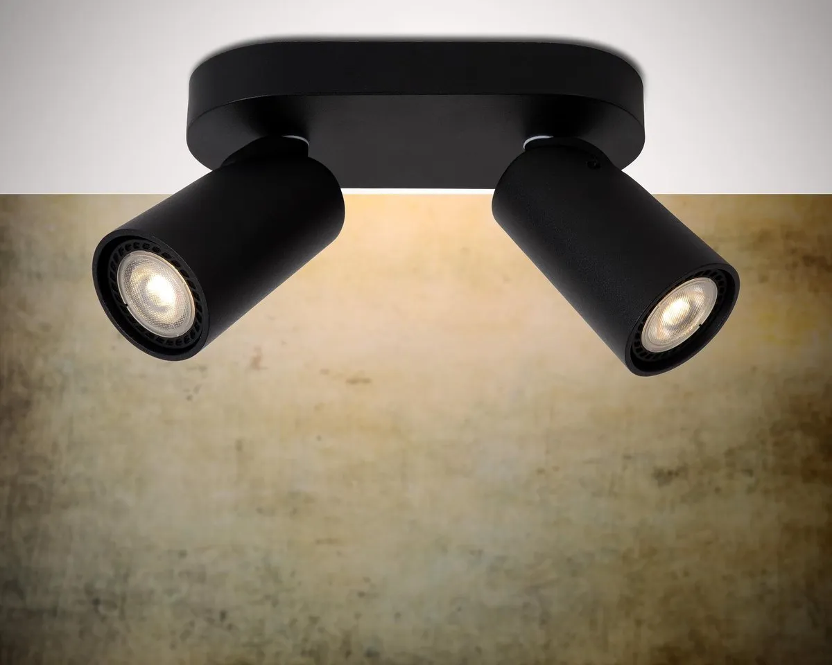 Lucide Xyrus Plafondspot LED Dim-to-Warm GU10 2x5W - Zwart