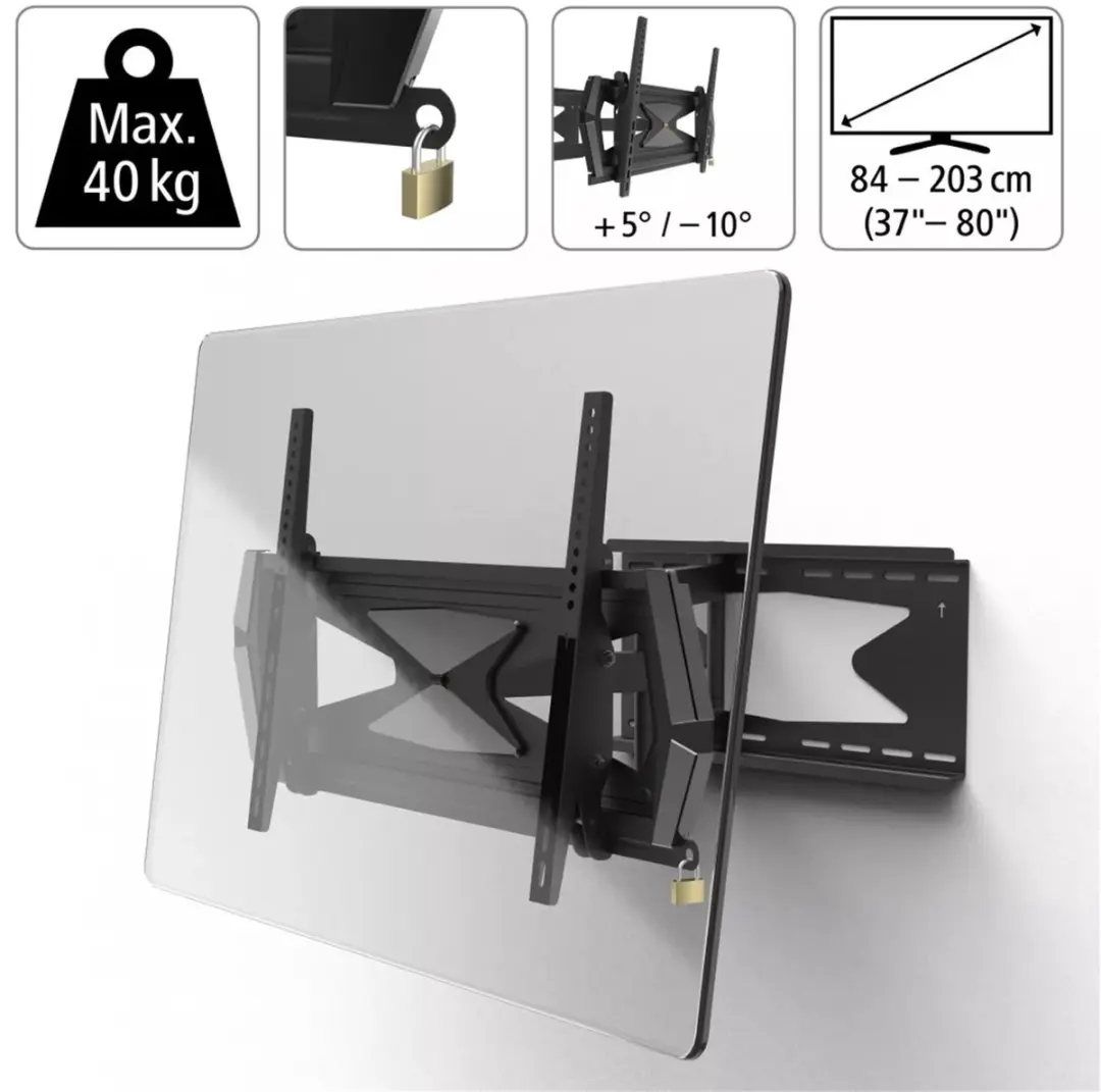 Hama Pro TV Beugel 00220863 - Draai & Kantel - 37-80" - 40kg - VESA 600x400
