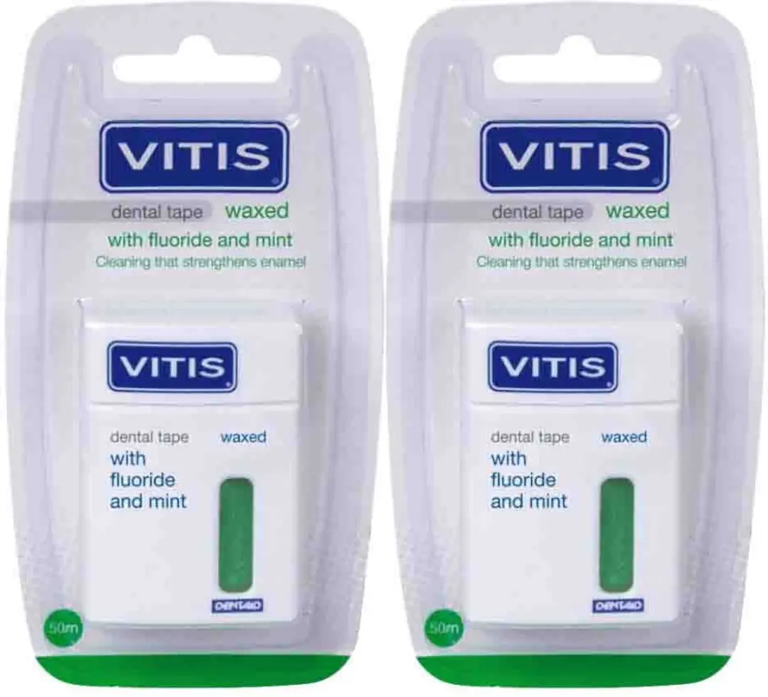 Vitis Waxed Dental Tape Fluoride & Mint - 2x50m