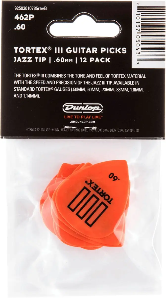 Dunlop Tortex III Plectrum 0.60mm - 12 Stuks