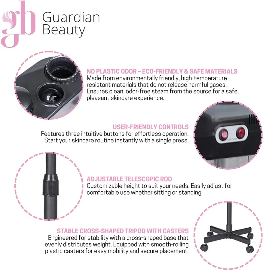 Guardian Beauty Gezichtsstomer - Met Lamp - Zwart