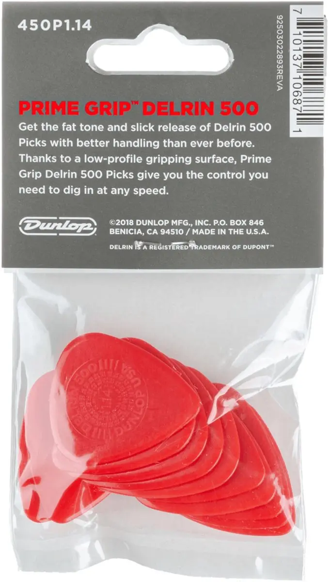 Dunlop 450P1.14 Delrin Prime Grip Plectrumset 1,14mm