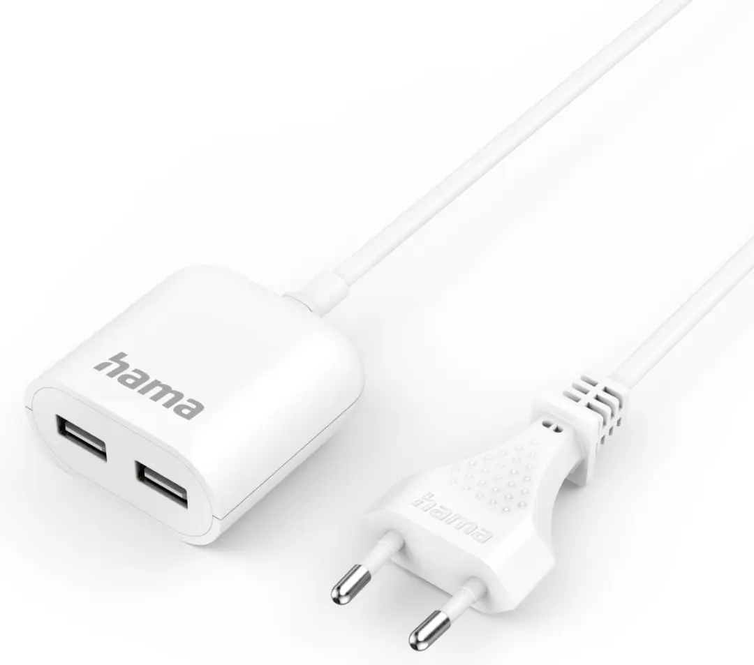 Hama USB-Netadapter 2x USB-A 2,4A - 1,9m Kabel - Wit - afbeelding 6 van 6