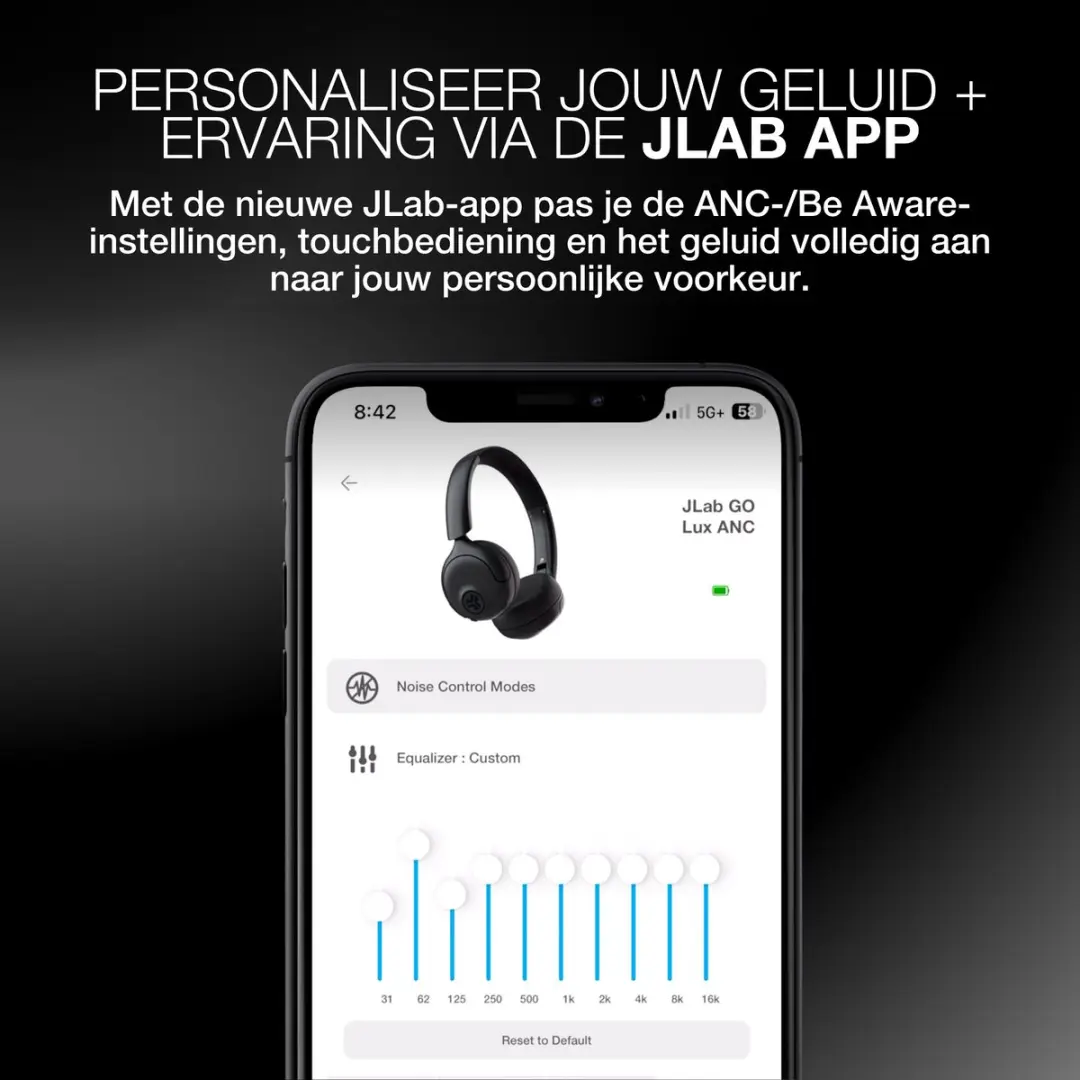 JLab Go Lux ANC IEUHBGOLUXANCRGPH93 Koptelefoon - 70 Uur - Zwart