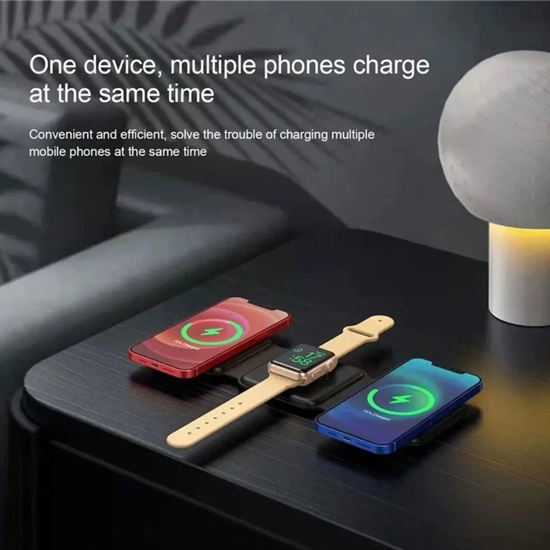 Grundig 3-in-1 Magnetische Draadloos Oplaadstation 15W - Zwart