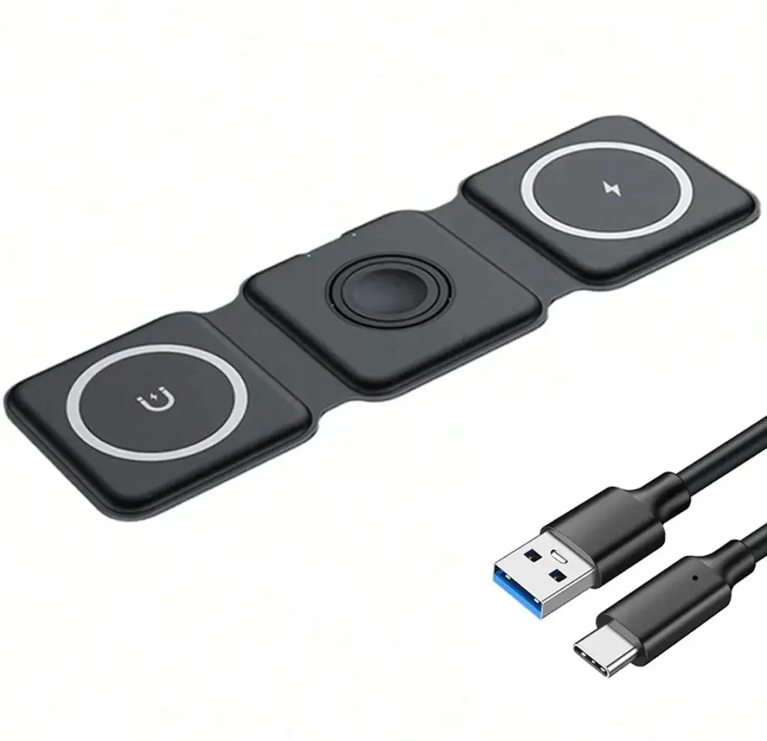 Grundig 3-in-1 Magnetische Draadloos Oplaadstation 15W - Zwart