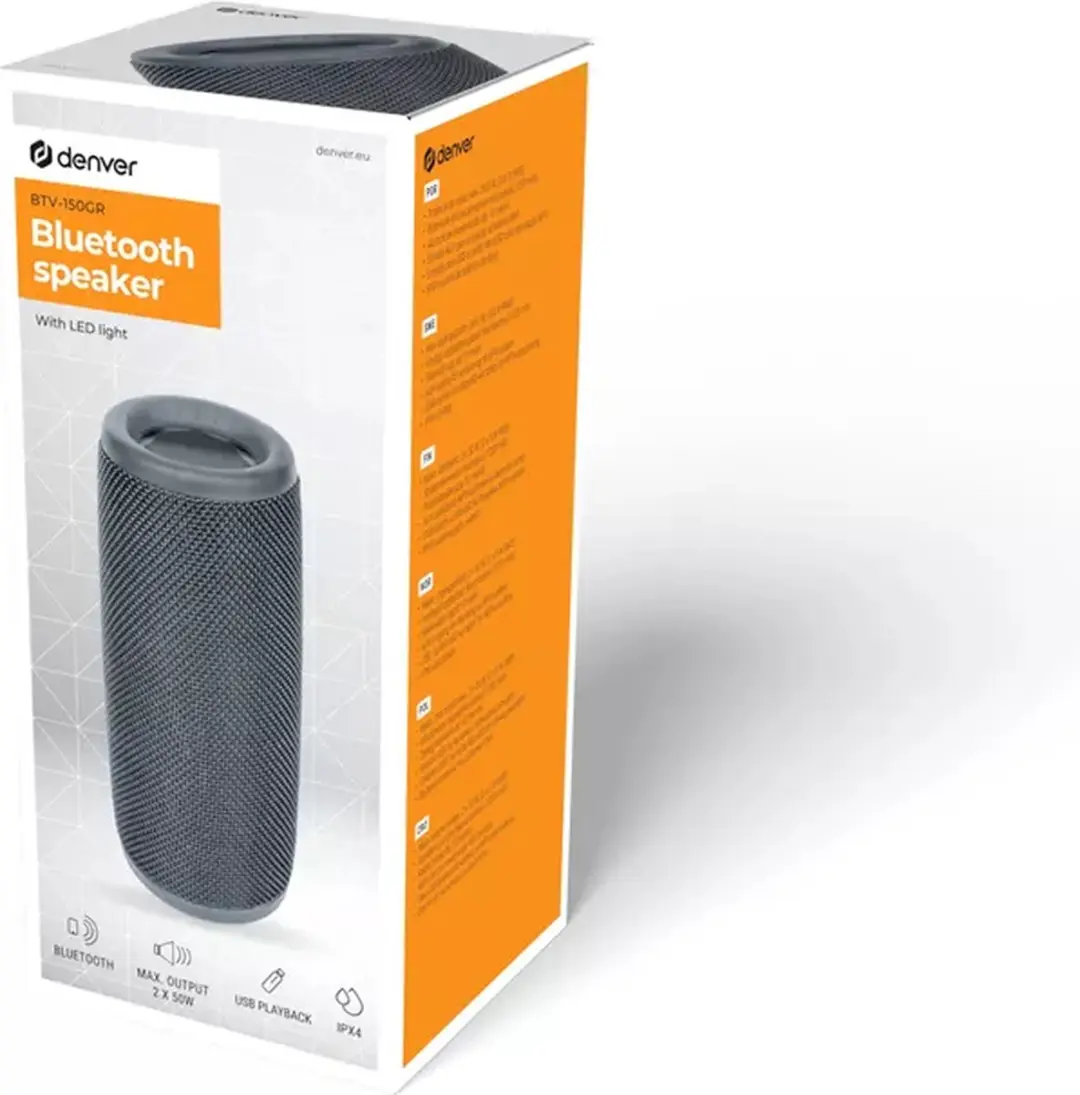 Denver BTV150 Draadloze Bluetooth Speaker - 100W - Grijs