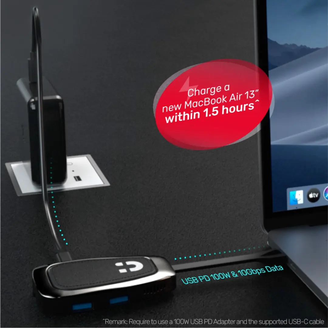 Unitek D1053A USB-C Hub - 10Gbps HDMI 4K PD 100W - Zwart