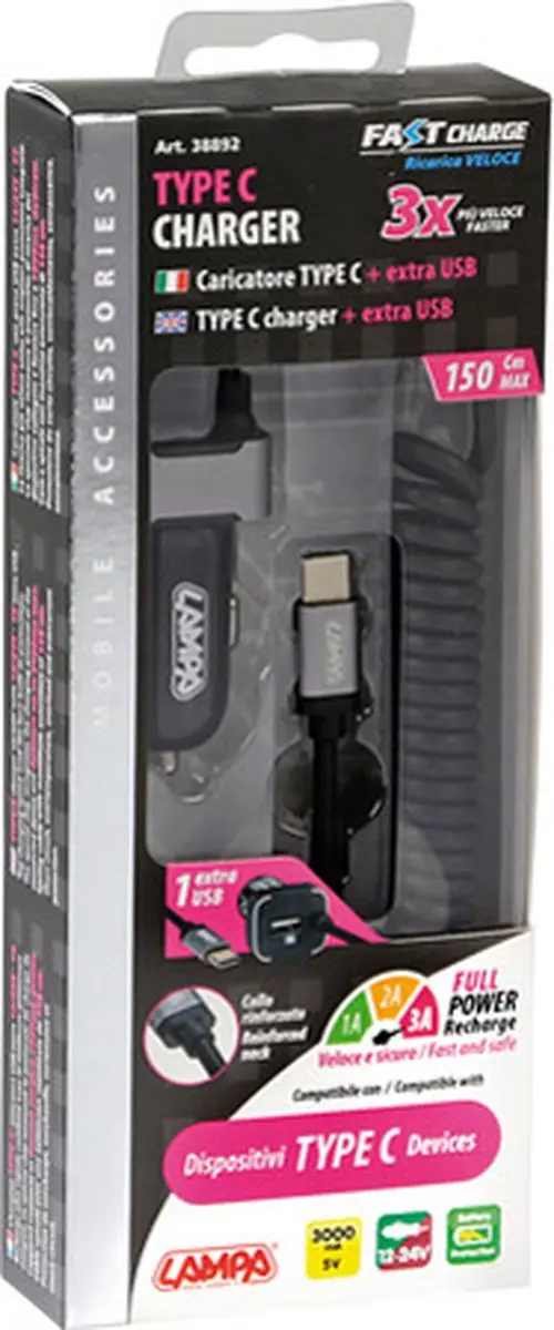 Lampa 38892 Oplader Universeel - 36W - 2x USB - Zwart