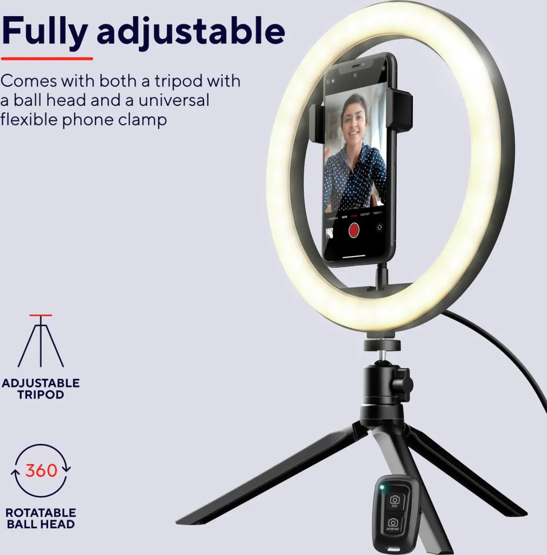 Trust Maku Vlogkit Ringlamp met Statief - Zwart