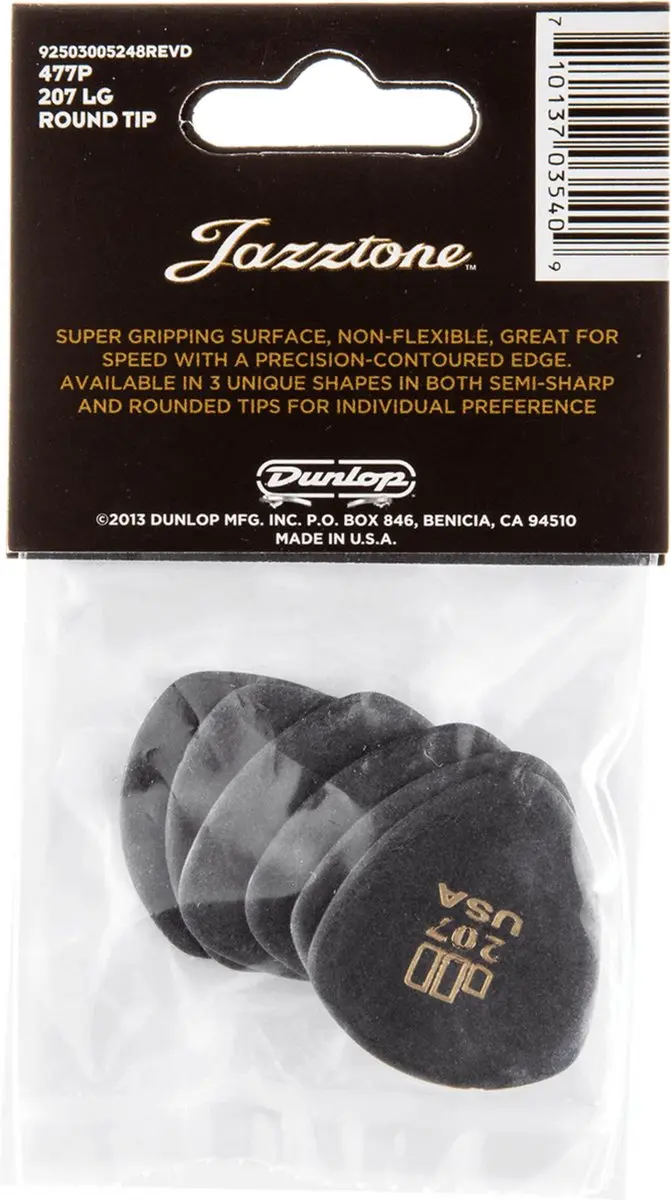 Dunlop Jazztone 207 Plektrum 6 Stuks - Large